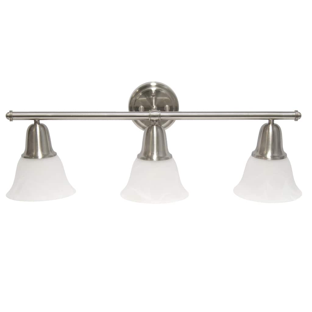 3-Light Vanity Light Fixture - Metal & Glass Shade Uplight Downlight - Bathroom, Hallway, Entryway - Brushed Nickel - 9.7