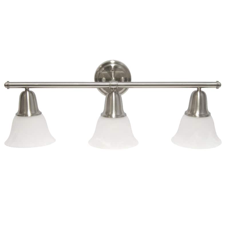 3-Light Vanity Light Fixture - Metal & Glass Shade Uplight Downlight - Bathroom, Hallway, Entryway - Brushed Nickel - 9.7