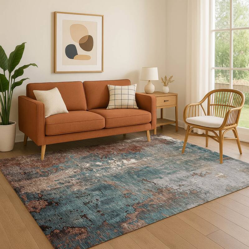 Premium Washable Super Soft Abstract Chic Mayfield Rug - Paprika - 2'6" x 3'10"