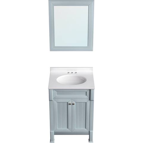 Hanover Callimont 24-In. Bathroom Vanity Set includes Sink, Countertop, plus Cabinet w/2 Doors & Accent Mirror, Blue