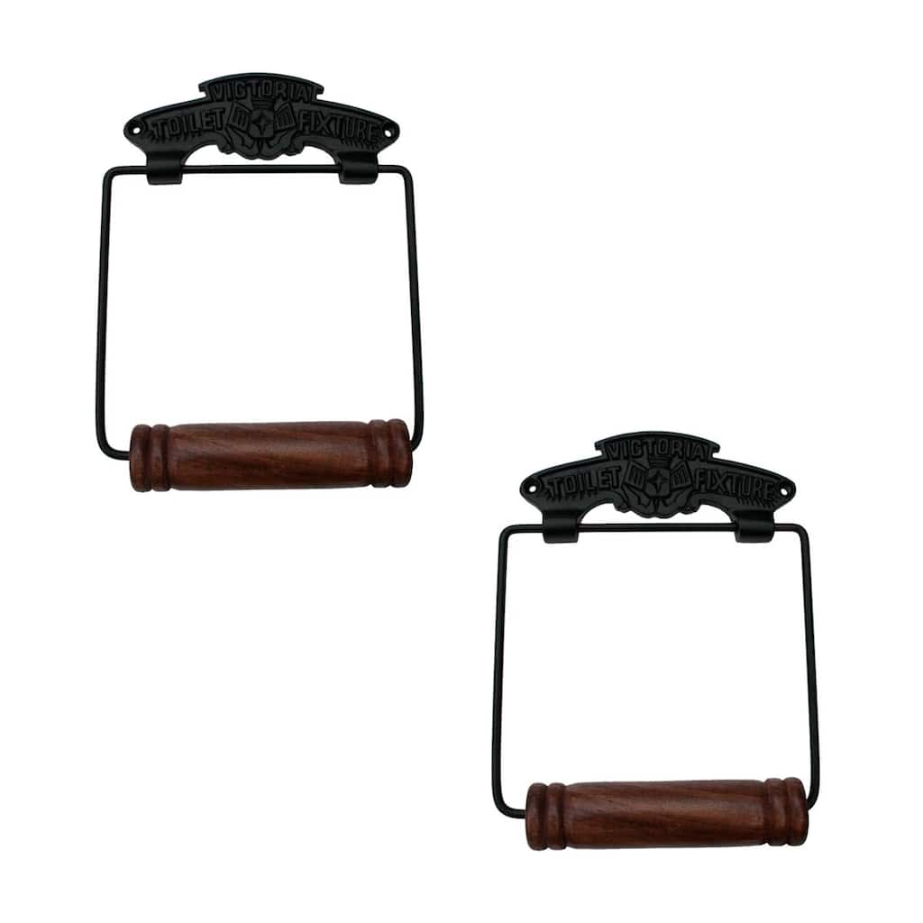 Black Aluminium Wall Mount Toilet Paper Holder 5.6" Victorian (Set of 2) Renovators Supply