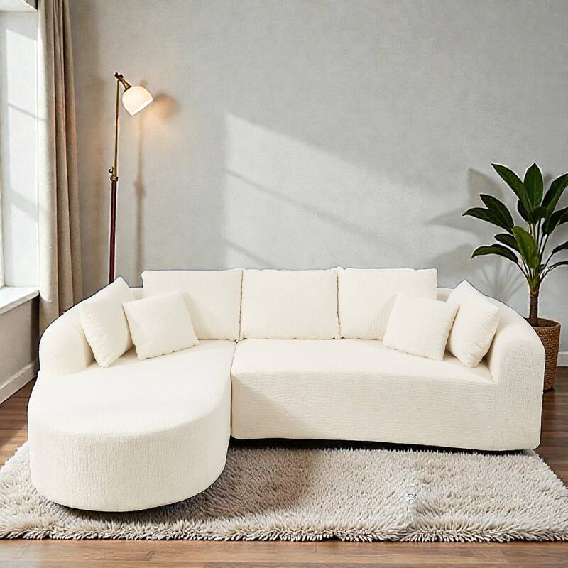 109" Cloud Sectional Couch, Boneless L-Shaped Sofa with Chaise, Corduroy Upholstery, Memory Foam