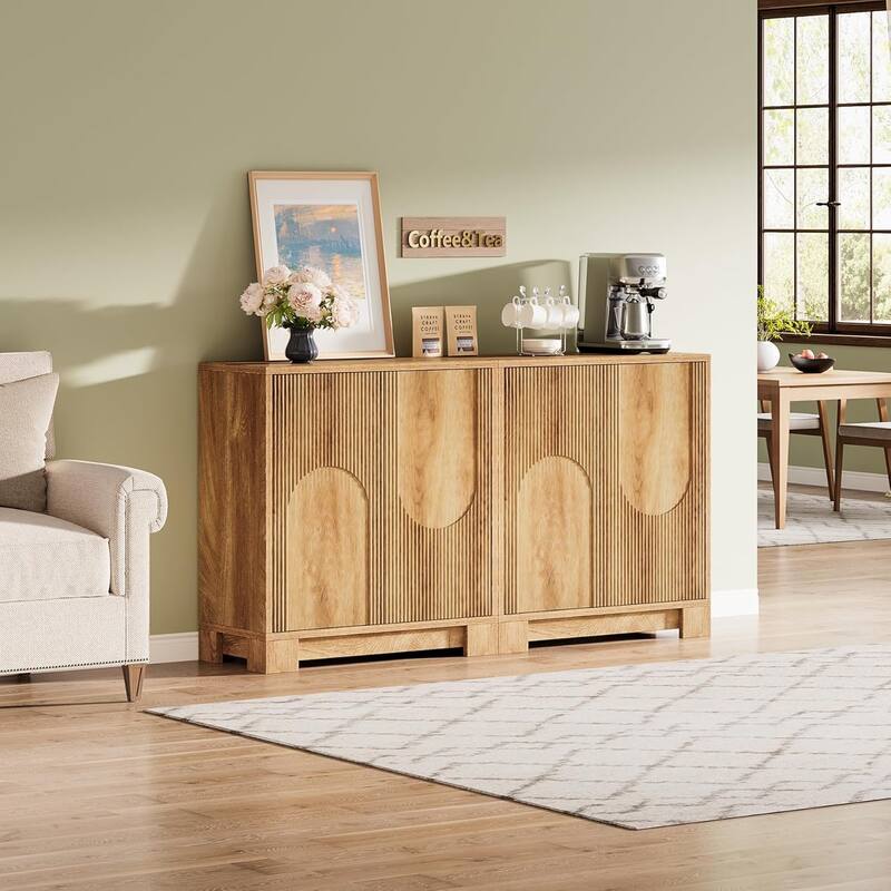 57.5" Modern Sideboard Buffet Cabinet with Push-to-Open Doors Set of 2