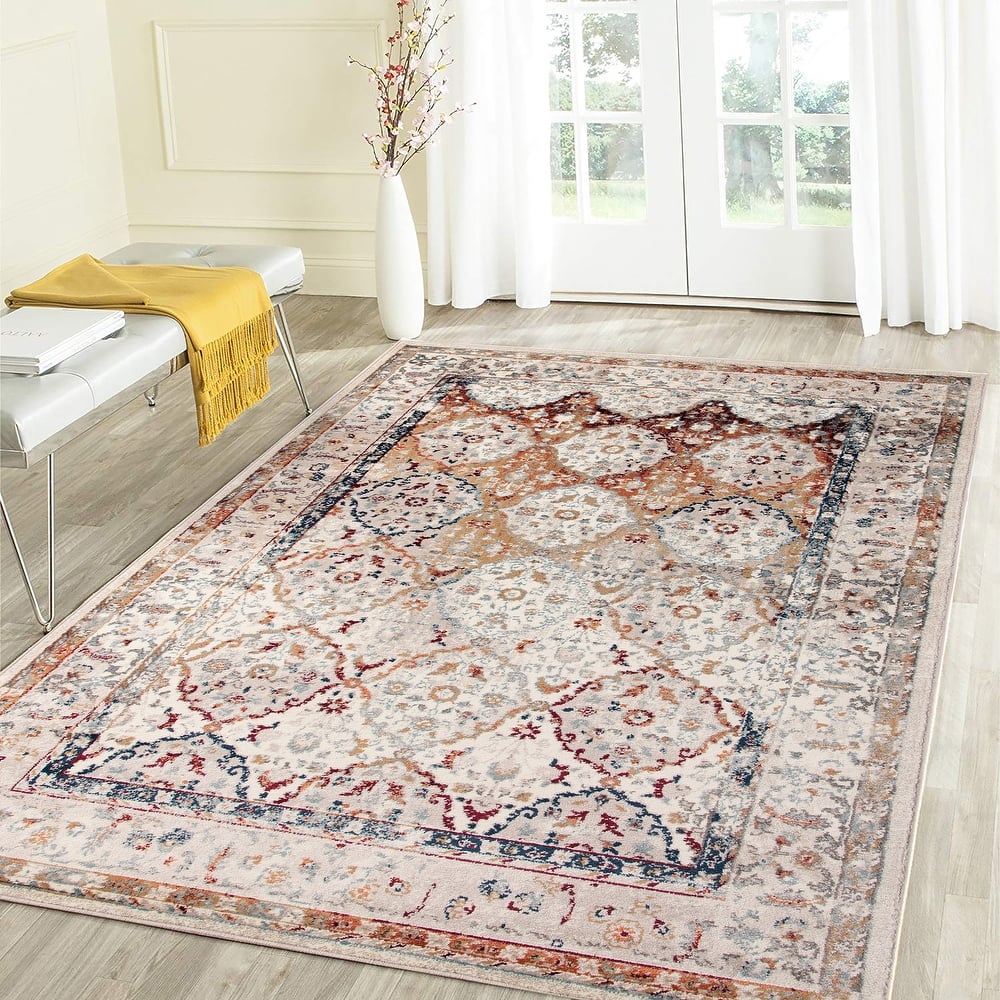 Alurea Samson Beige Bordered Area Rug