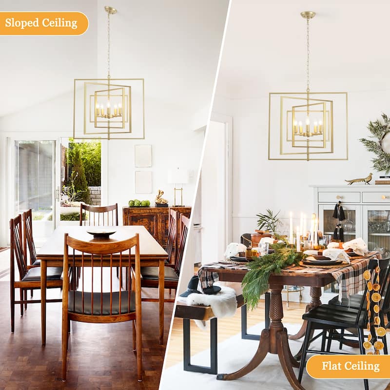 25.59inch 5 Lights Modern Chandelier with 4 Metal Frames 360 Degree Adjustable for Different Rooms