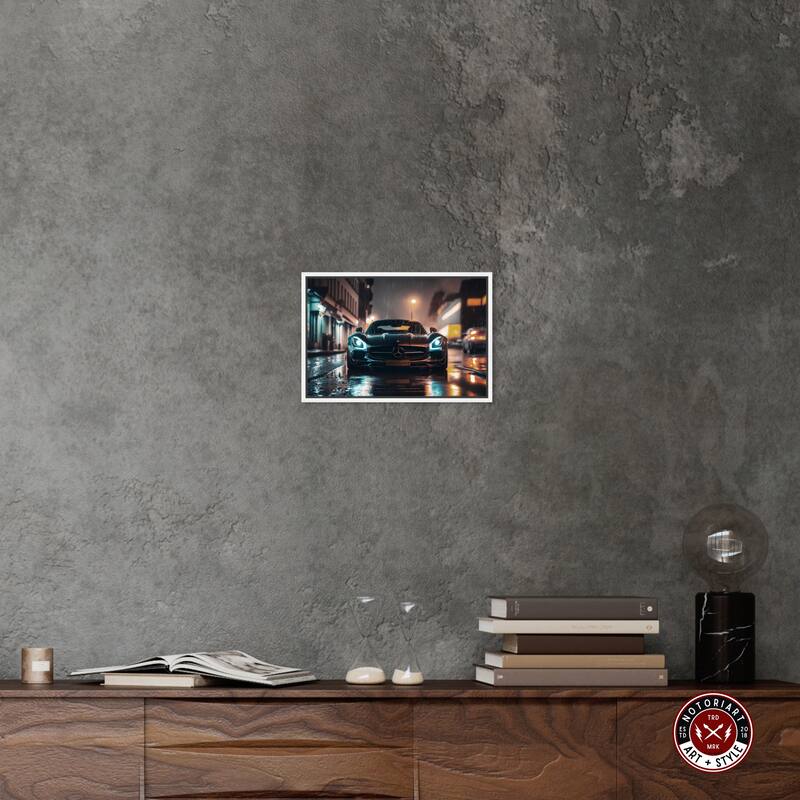 Notoriart Drive Through The Town Framed Car 1 Piece Canvas Wall Art