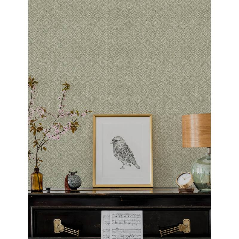 A-Street Prints Gallivant Sage Woven Geometric Wallpaper