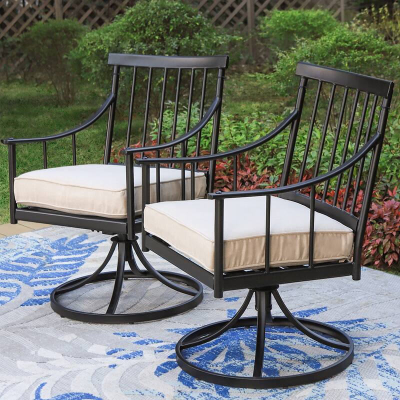 MAISON ARTS Set of 2 Patio Dining Chairs Deep-Seating with Movable Cushions