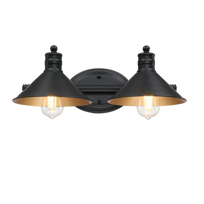 3-light Vanity Light with Matte Black finish and Gold Painting Inside