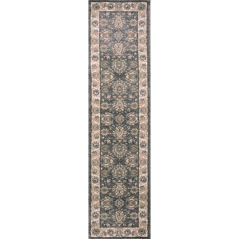 Domani Avon Grey/Ivory Timeless Traditional Rug - 2' x 7'7" Runner - Grey/Ivory