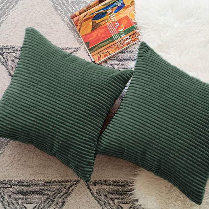 Set of 2 Decorative Corduroy Throw Pillows for Couch & Bed