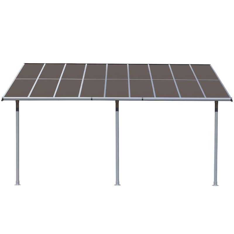 Aoodor Wall Mount Gazebo Outdoor Pergola, Polycarbonate Gazebo with Water-Resistant and UV-Fighting Panels Canopy
