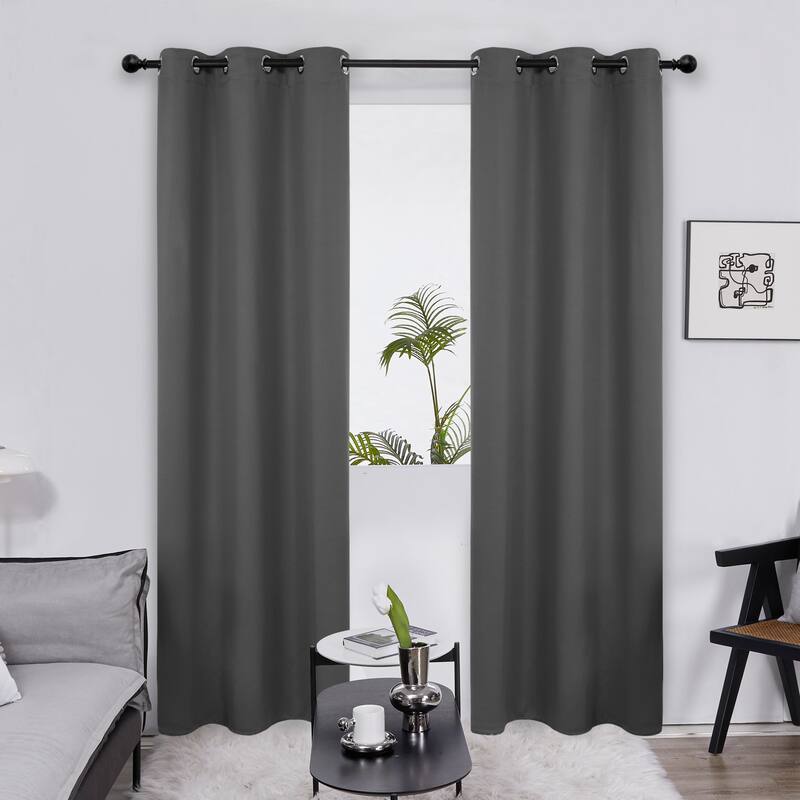 Deconovo Grommet 38 Width Curtain (2 Panel) - 38x84 - Dark Grey