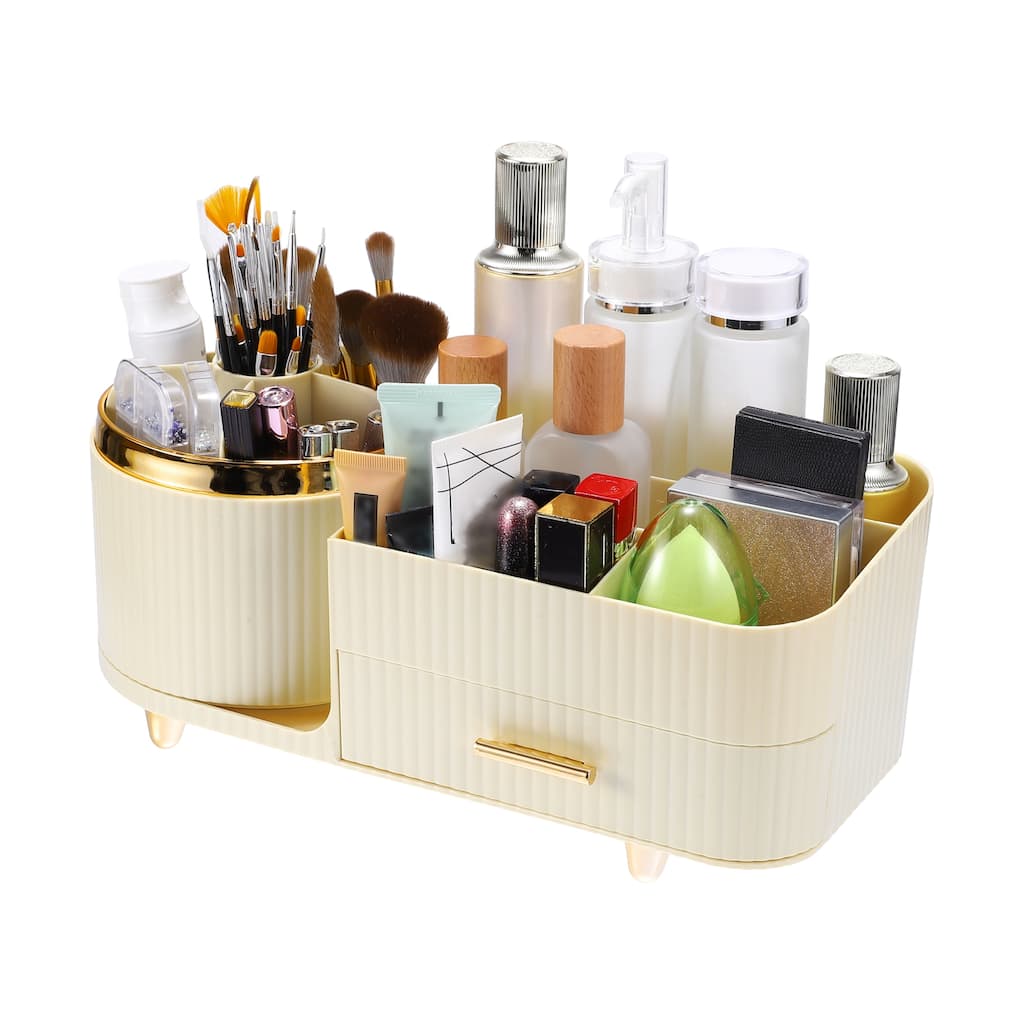Makeup Organizer 360 Rotating Makeup Organizer for Vanity w/ Drawer - 13.58"x6.10"x5.91"