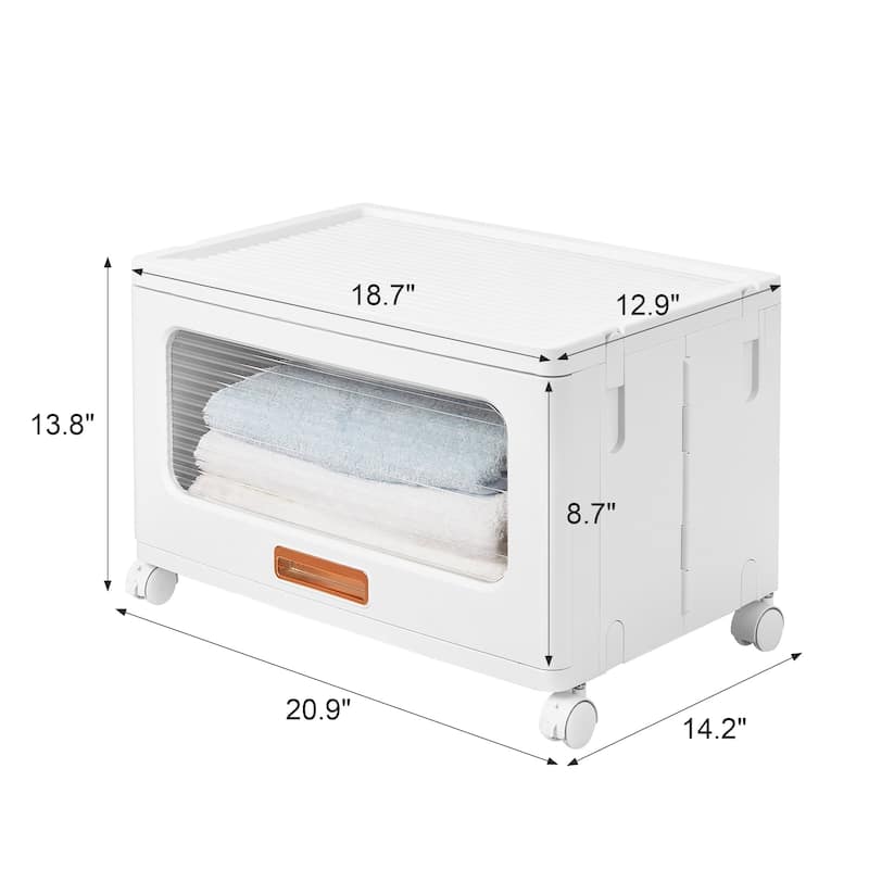 VECELO 1-Tier & 2-Tier White Plastic Rolling Storage Cabinet with Wheels & Transparent Drawers No Tools Assembly for Bedroom