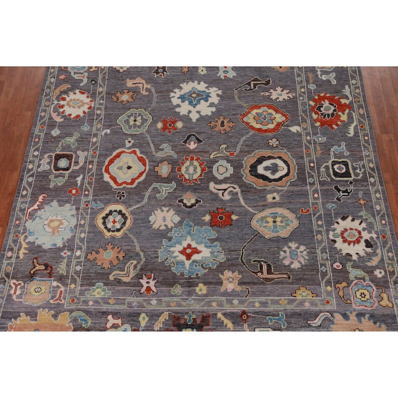 Hand Knotted Oriental 100% Wool Carpet Transitional All-Over Greys & Charcoal Oushak Area Rug - 10' 0'' X 8' 3''