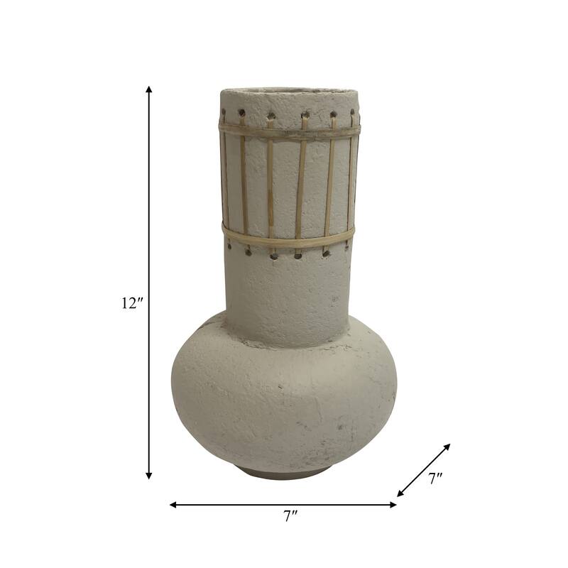 Sagebrook Home Ecomix Ivory Weave Nomad Vase, Round, Solid Color, Flower Arrangement Centerpiece