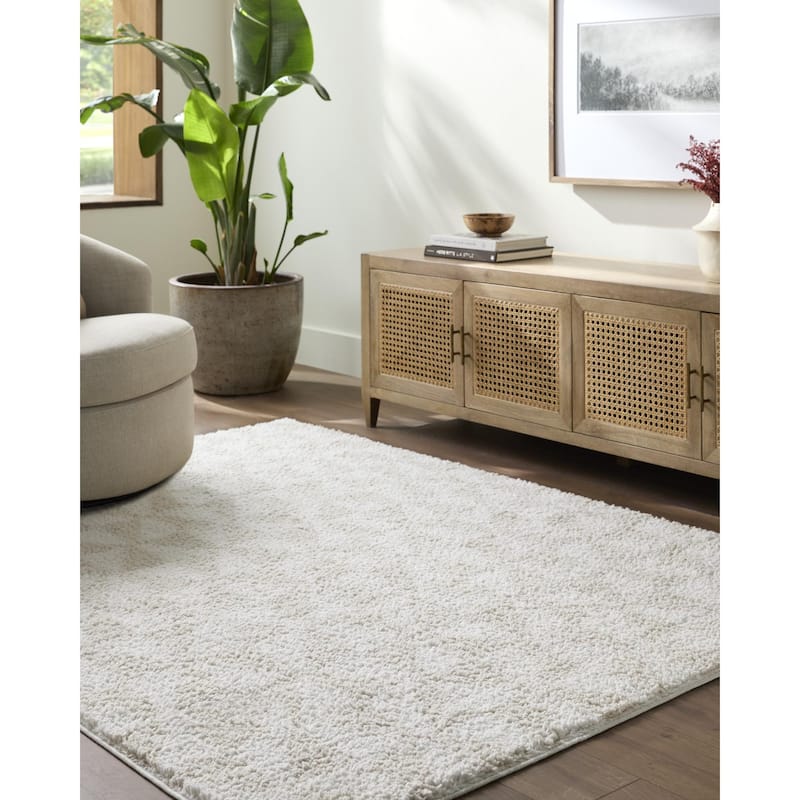 Livabliss Sacramento Shag Modern & Contemporary Area Rug - White - 7'10" x 10'