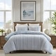preview thumbnail 2 of 39, Harbor House Anslee Taupe 3 Piece 100% Cotton Yarn Dyed Duvet Cover Set with Overlap Closure Shams Blue - King