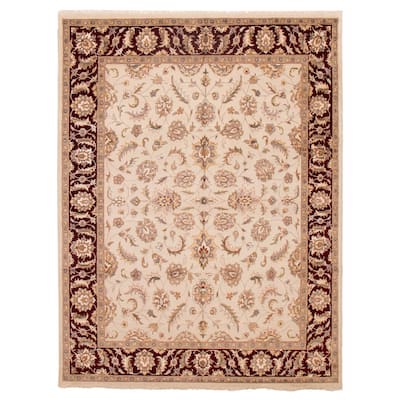 ECARPETGALLERY Hand-knotted Finest Agra Jaipur Ivory Viscose, Wool Rug - 7'7 x 9'11