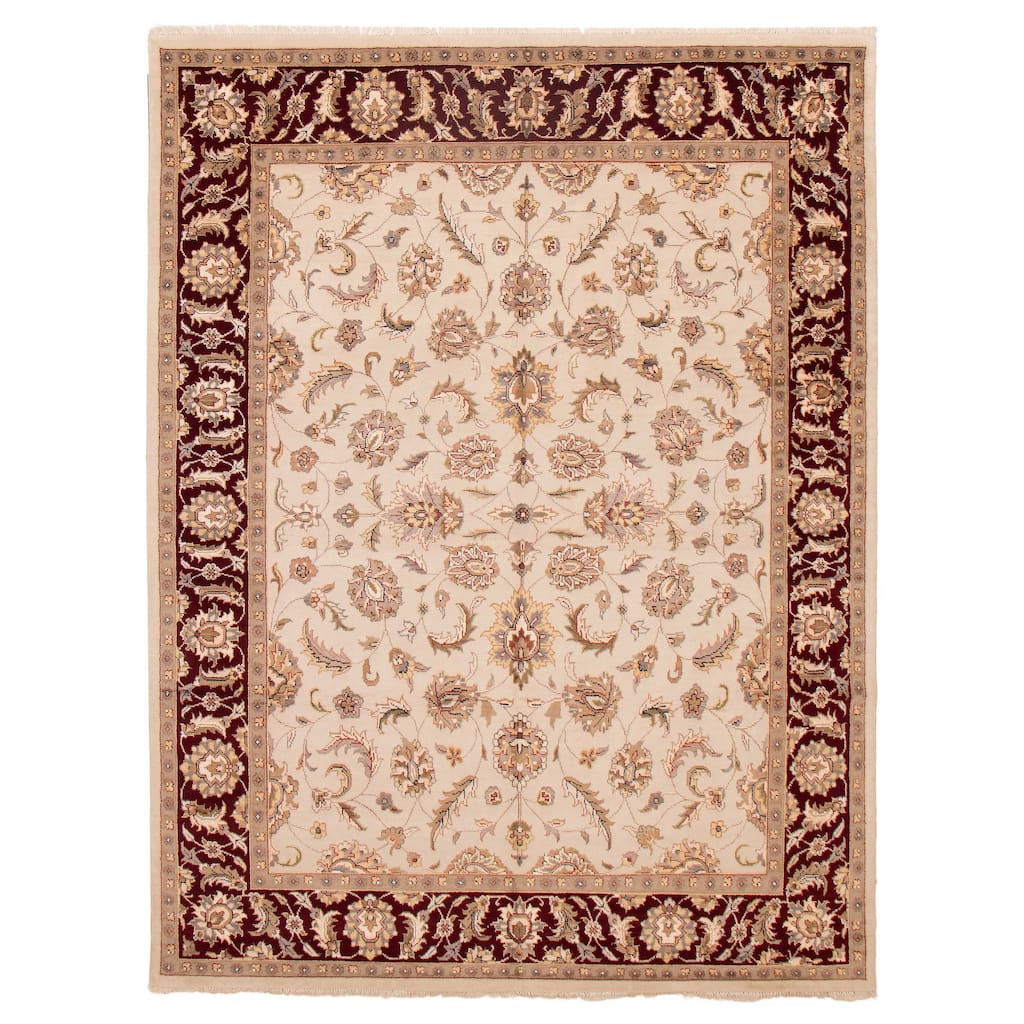 ECARPETGALLERY Hand-knotted Finest Agra Jaipur Ivory Viscose, Wool Rug - 7'7 x 9'11