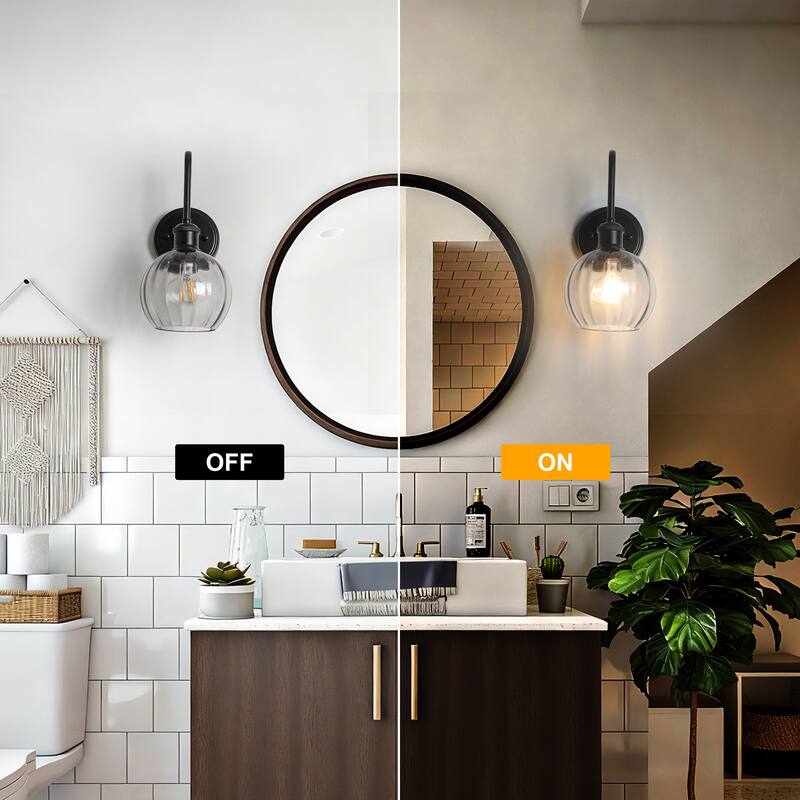 Modern 1-Light Bathroom Vanity Wall Sconce with Textured Glass Shade