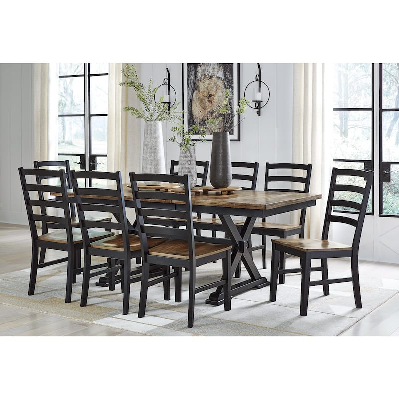 Signature Design by Ashley Wildenauer Black/Brown Dining Table and 8 Chairs