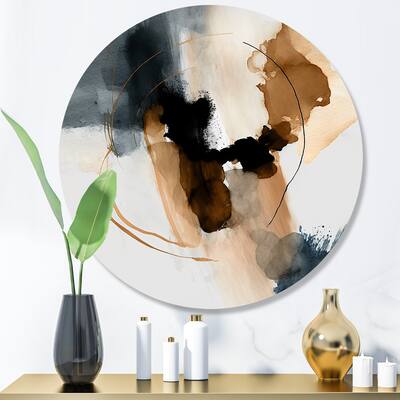 Designart "Abstract Roses I" Abstract Floral Metal Round Wall Art