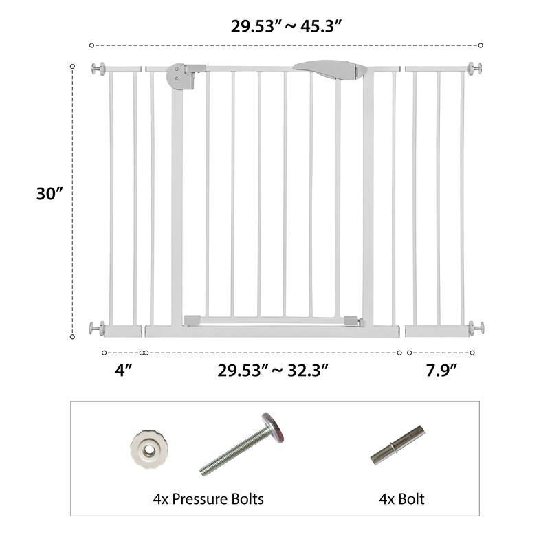 Anmytek Pressure Mounted Metal Safety Gate Auto Close White for Doorways Stairs Baby Pet 29 34 Inch Adjustable