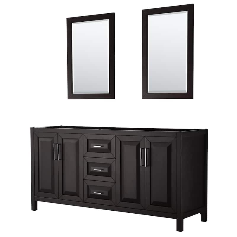 Daria 72-inch Double Vanity, No Top, 24-inch Mirrors