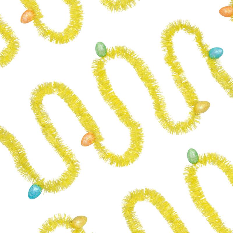 25' x 1.25" Yellow Spring Tinsel Artificial Garland Easter Eggs Unlit