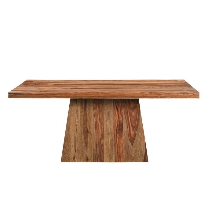 HomeRoots 75" Brown Wood Pedestal Base Dining Table - 75.00 in. x 30.00 in. x 38.00 in.