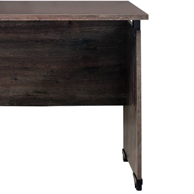 51 Inches Office Desk with 6 Drawer File Cabinet, Brown