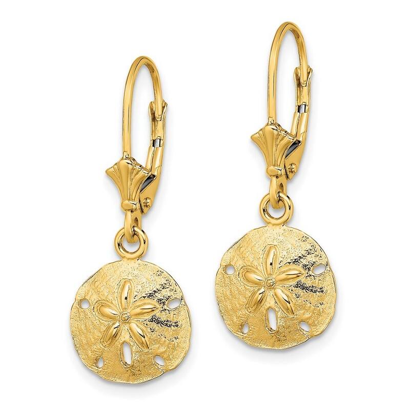 Curata 10k Yellow Gold Polished Sand Dollar Leverback Earrings - 29.25x11.6mm