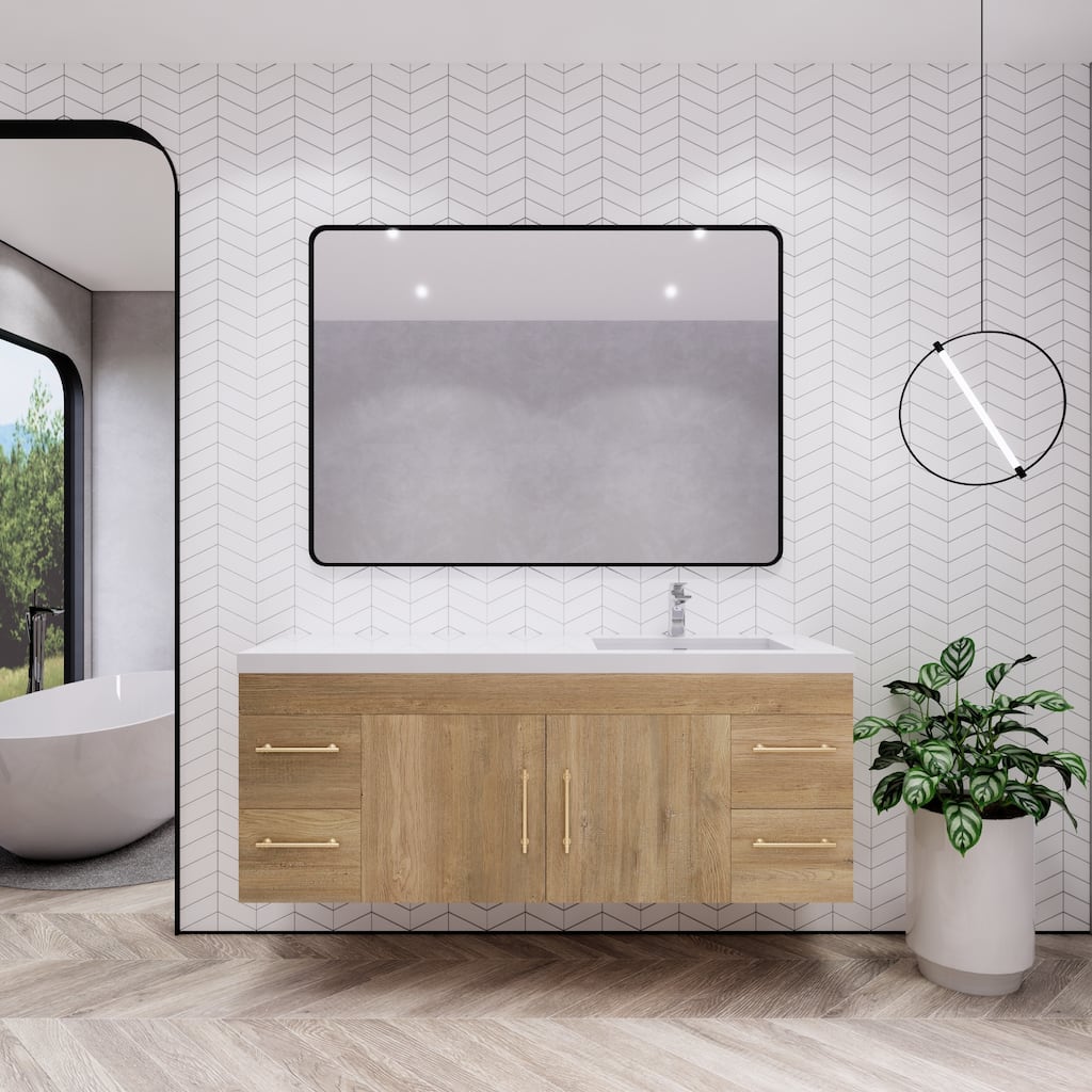 Eliza 60'' Wall Mounted Vanity with Single Sink on the Right
