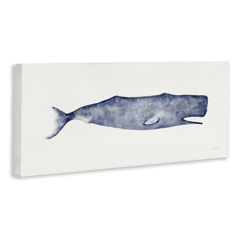 Stupell Classic Whale Watercolor Blue Illustration, Canvas, 10 x 1.5 x 24, Made in USA