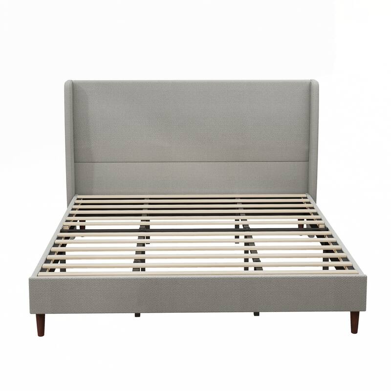 High Headboard Upholstered Platform Bed No Box Spring Needed