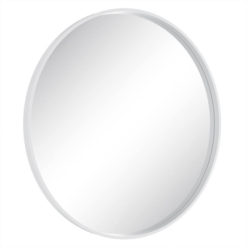 Multi-size Round Wooden Frame Mirror - White