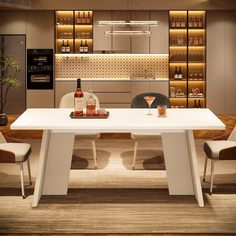 63 Inches Modern White Dining Table for Kitchen Dining Room - 31.5"D x 62.99"W x 29.53"H