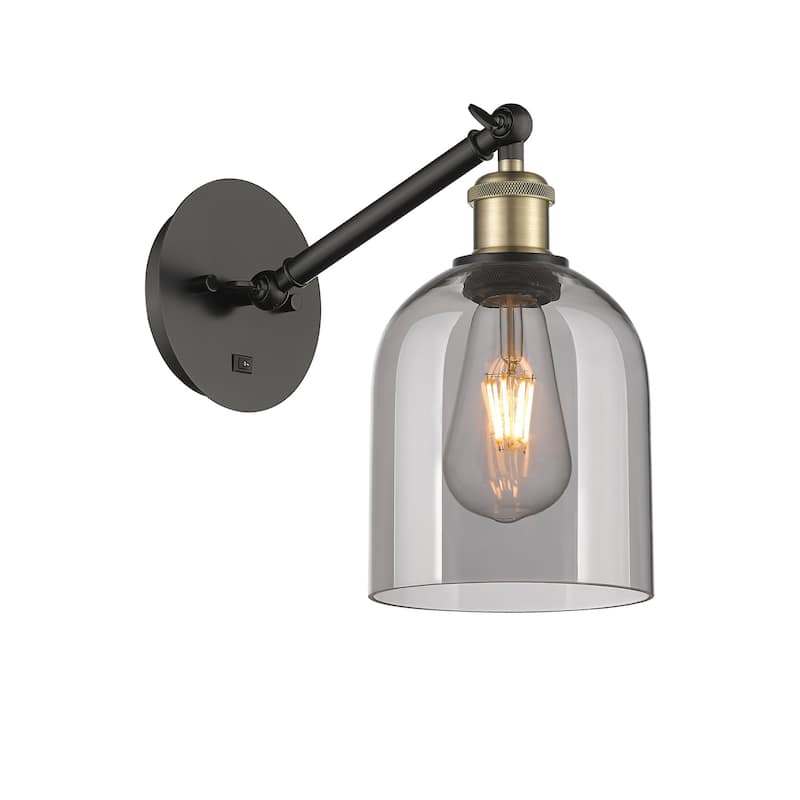 Innovations Lighting 317-1W-10-6 Bella Sconce Bella 10" Tall Wall - Black Antique Brass / Light Smoke