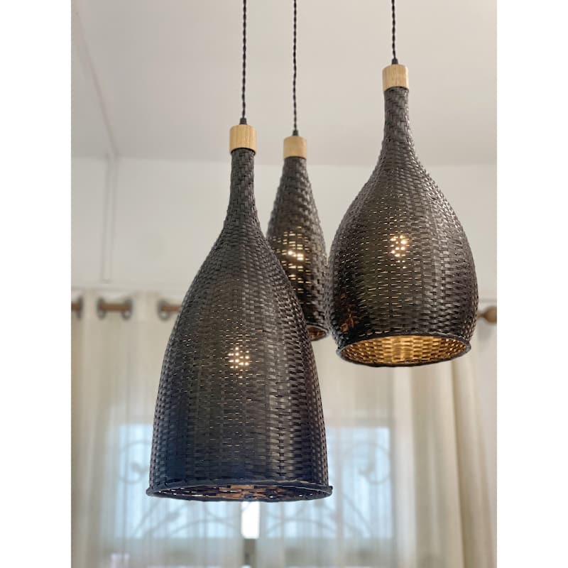 Ele Three Lights Rattan Pendant