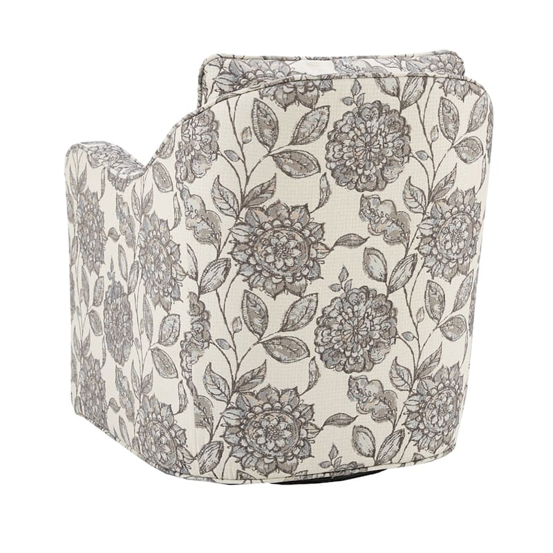 Roomfitters Swivel Accent Chair, Upholstered Barrel Armchair with Wide Seat, 360 Degree Metal Base & Loose Cushions, Multicolor