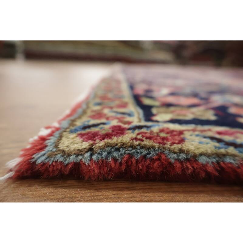 Hand Knotted Oriental 100% Wool Carpet Traditional All-Over Red Mashad Area Rug - 12' 2'' X 8' 11''