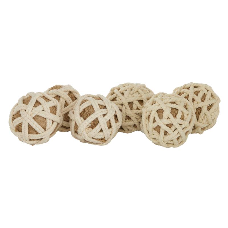 Brown Jute Rope Handmade Woven Decorative Ball Orbs & Vase Filler (Set of 6) - 4 x 4 x 12 Round