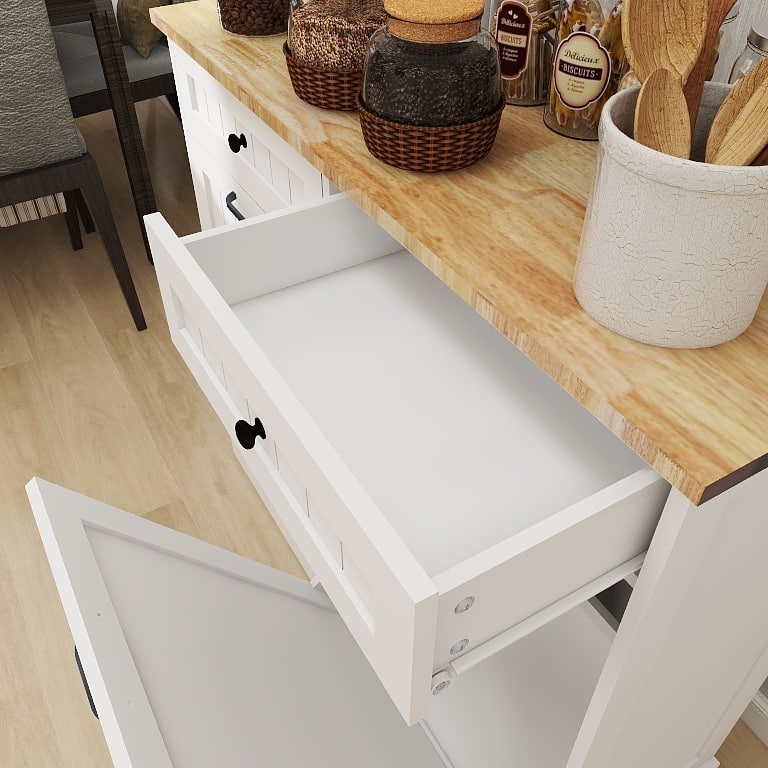 Two Drawers and Two-Compartment Tilt-Out Trash Cabinet Kitchen Trash Cabinet