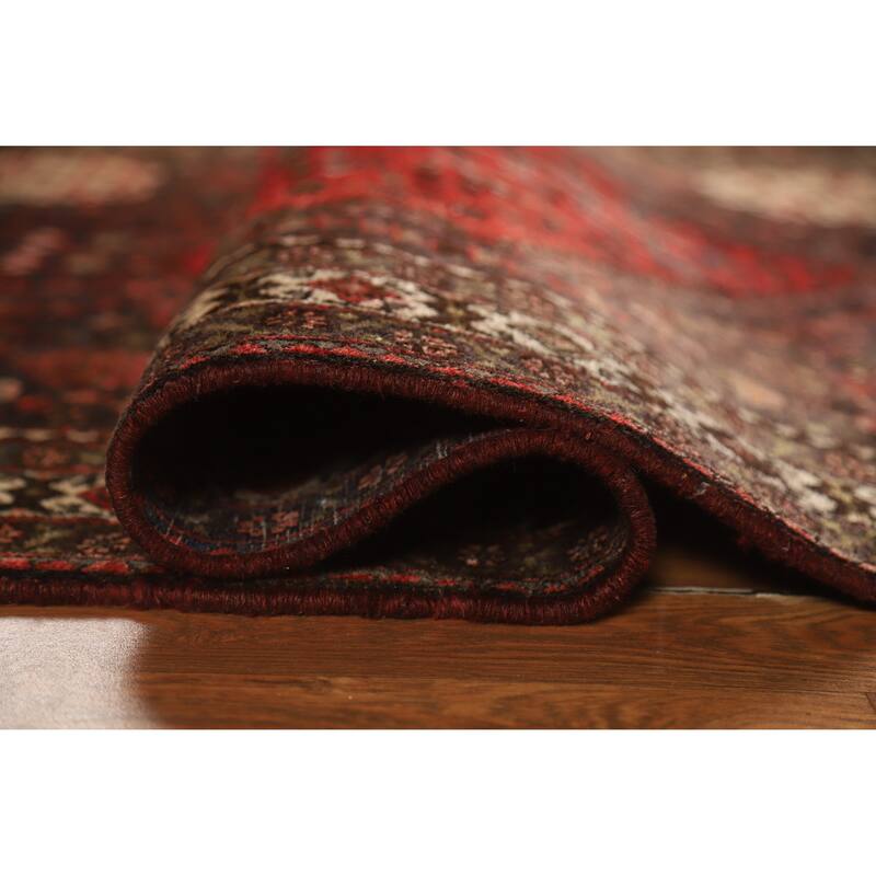 Hand Knotted Oriental 100% Wool Carpet Traditional Geometric Red Shiraz Area Rug - 5' 3'' X 3' 8''