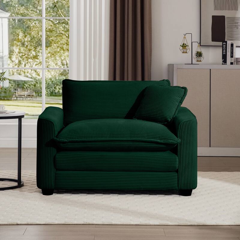 Single Chair Deep Seat Sofa With Footstool for Living Room and Bedroom