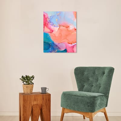 Wynwood Studio Canvas Abstract Moon Color Inks II Orange and Glam Wall Art Canvas Print