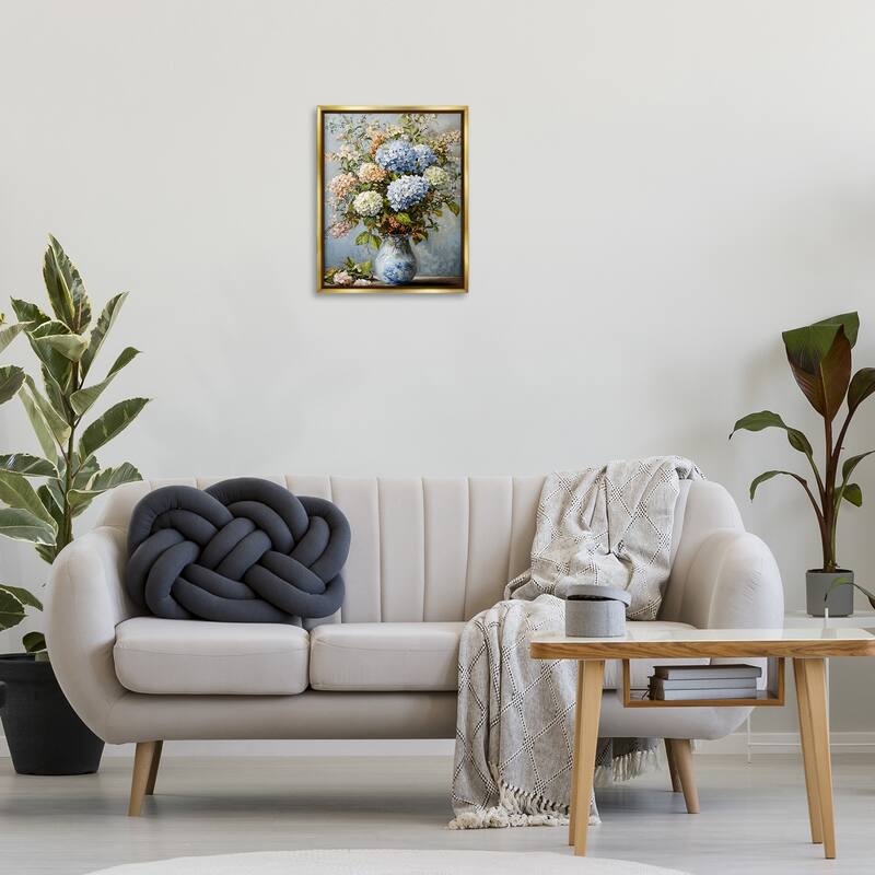 Stupell Classic Hydrangeas & Leaves Framed Floater Canvas Wall Art Design By Franklyn Gregory