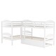 preview thumbnail 19 of 22, Twin Over Twin Triple Bunk Bed with Trundle Bed, L-Shaped Bunk Bed with Ladder, Wooden Bunkbed Frame for 4 Kids Boys Girls Teens